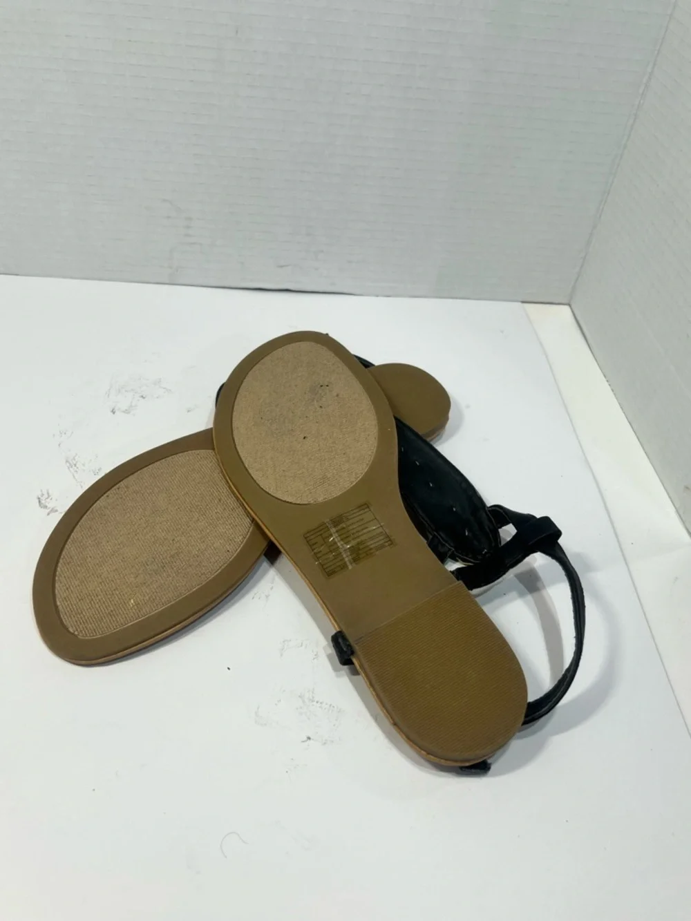 torrid Black and Tan Beaded T-Strap Sandals